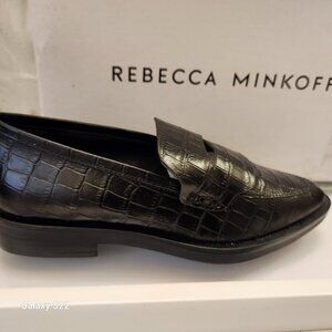 Rebecca Minkoff "Pacey" Black Leather Crocco Loafers. NIB. Size 6